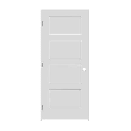 Codel Doors 28" x 80" x 1-3/8" Primed 4-Panel Equal Panel Interior Shaker 7-1/4" RH Prehung Door w/Mtt Blk Hngs 2468pri8444RH10B714